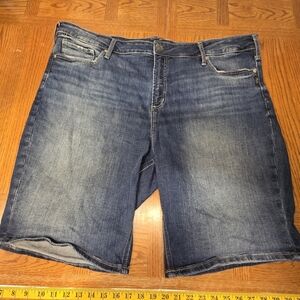 Silver Jeans Shorts Womens Plus 20 Blue Elysi Bermuda Denim Dark Mid Rise L9